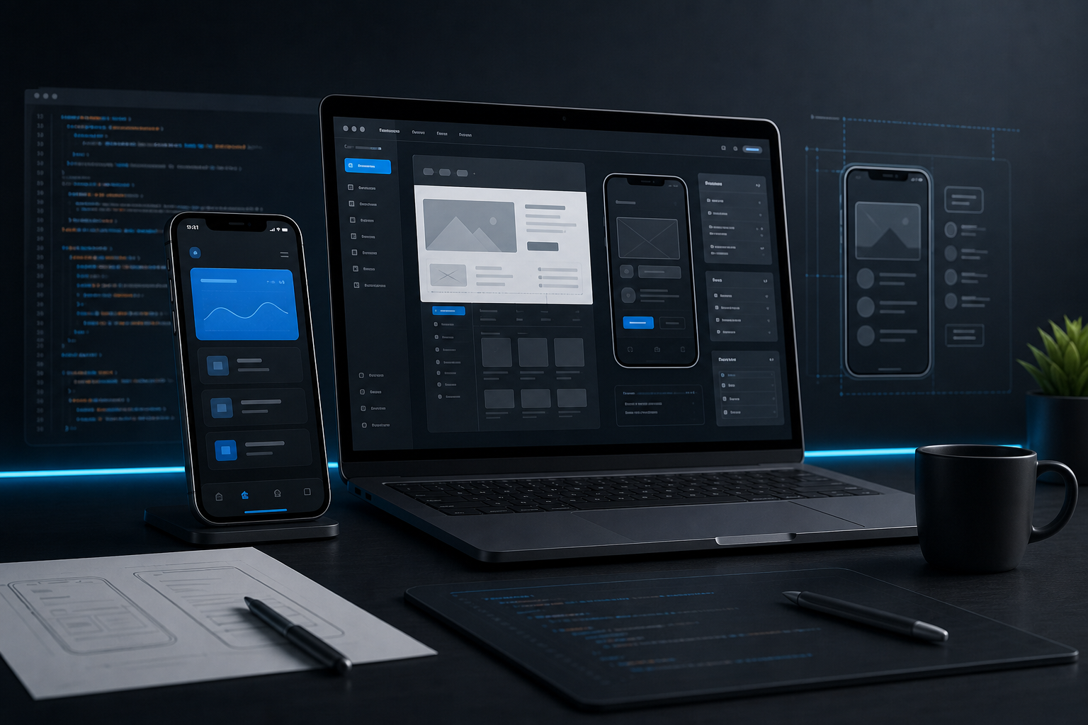 Abstract mobile and web application development workspace